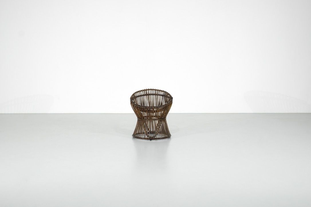 Stool In Rattan Style Franco Albini Italy, 1960s. photo Furniture