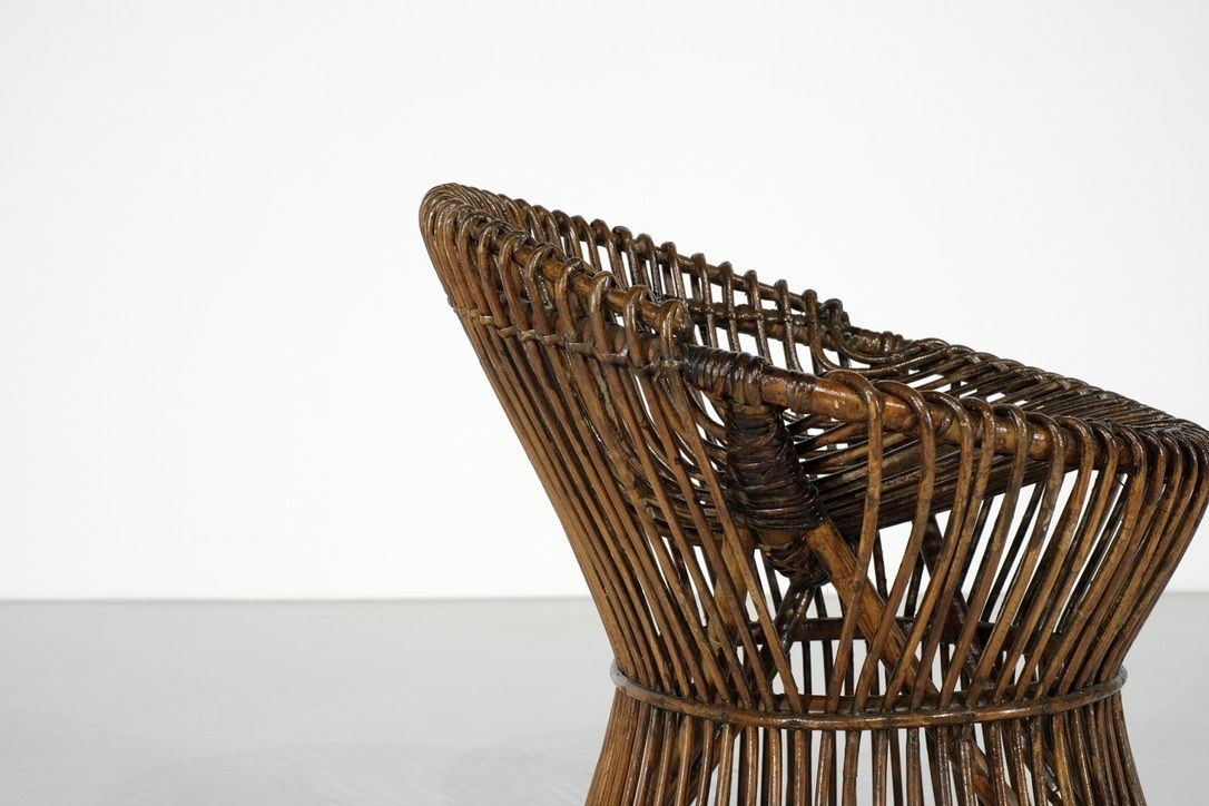 photo for sale Stool In Rattan Style Franco Albini Italy, 1960s.