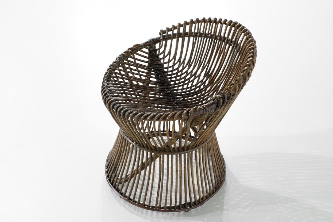 Furniture Stool In Rattan Style Franco Albini Italy, 1960s. photo