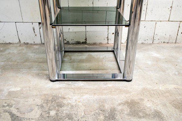 Freestanding Bookcase In Chromed Steel And Smoked Glass, Italy, 1970s photo 1554.0
