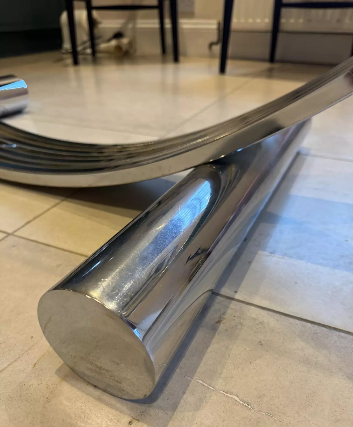 Chrome & Brass Glass Arch Vintage Table By Renato Zevi photo buy