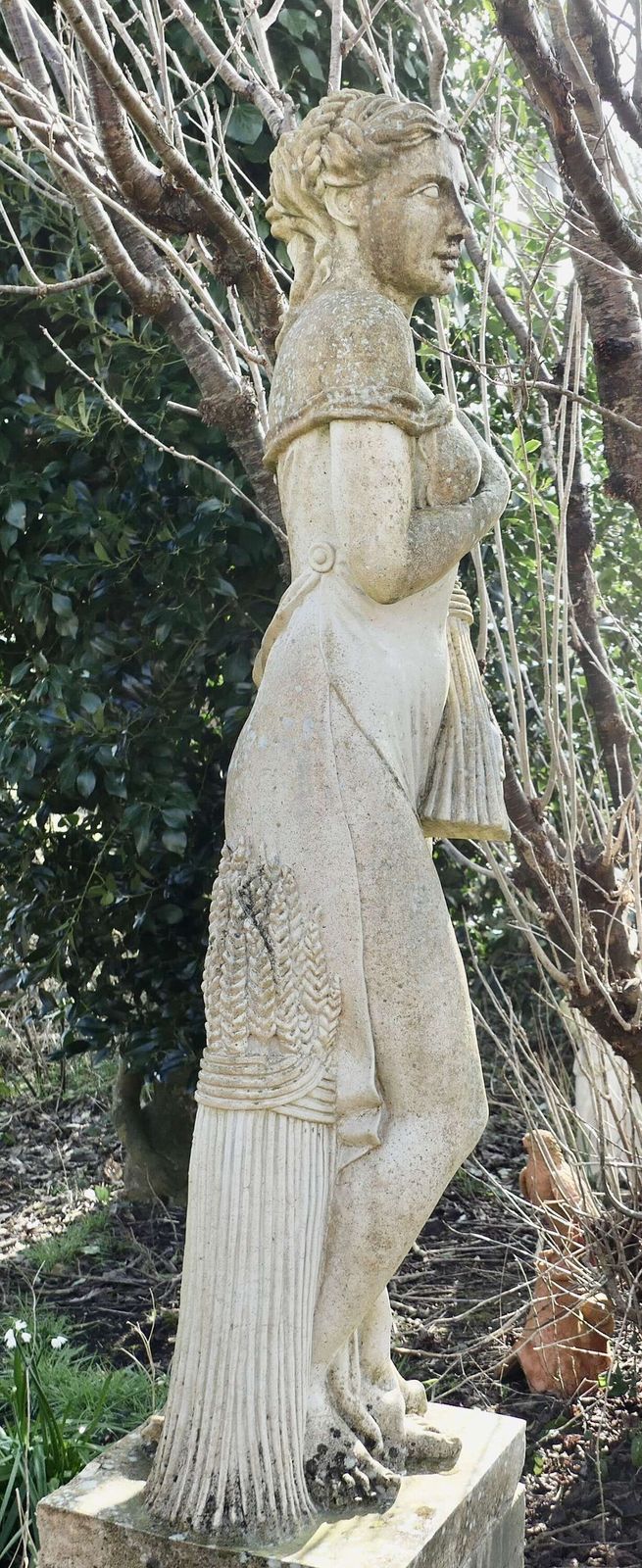 Large Weathered Garden Statue Of Autumn Of The 4 Seasons photo furniture