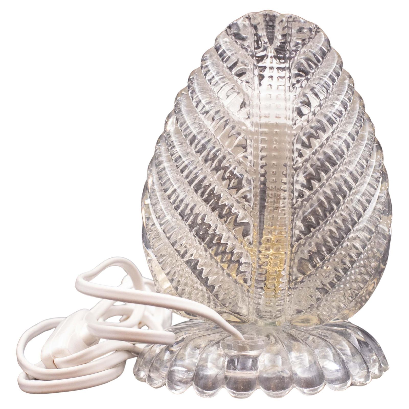Art Decò Murano Glass Table Lamp Leave By Barovier E Toso, 1950