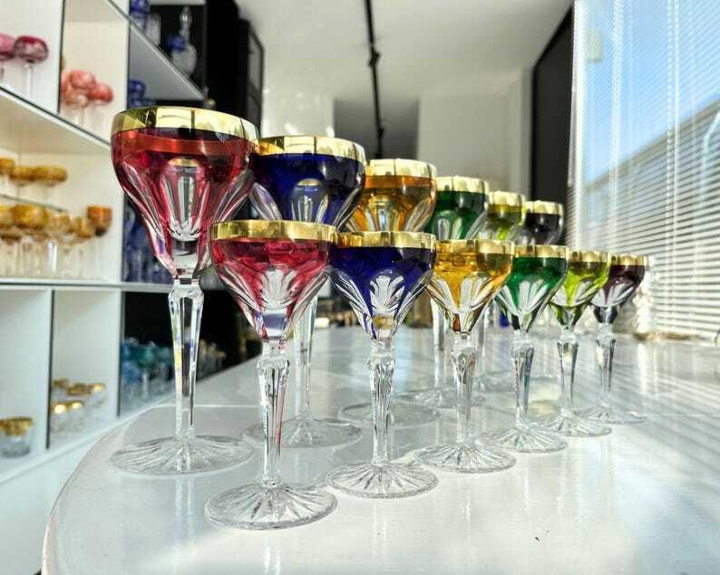 Colored Wine Glasses | 12pcs | Including Cordial | Lady Hamilton photo Home Decor