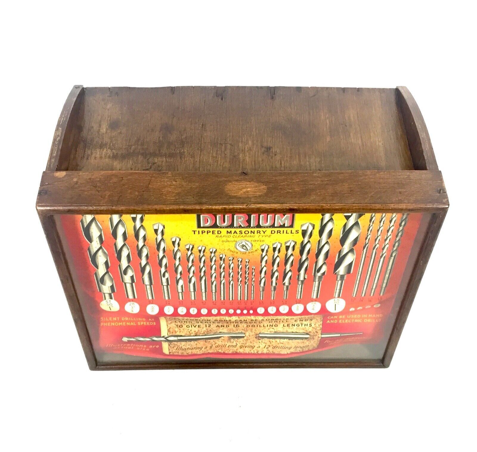 Antique Advertising 1950s Rawlplug Drill Bit Shop Display Sales Cabinet Drawers photo Furniture