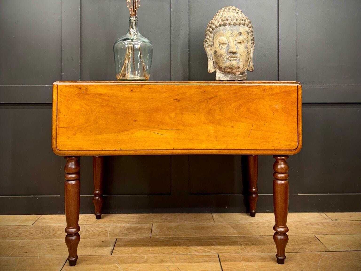 Antique Extending Mahogany Pembroke Table / Drop Leaf Sideboard With Drawer