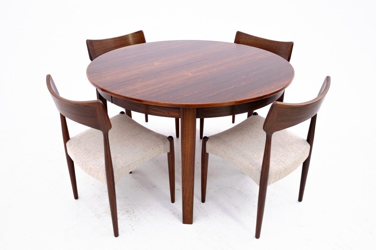 Round Table With Four Chairs From The 1960s, Denmark. After Renovation. photo 3521.0