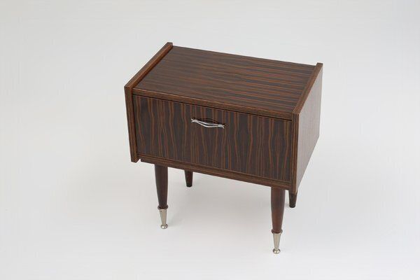 Vintage Nightstand In Wood With Chrome Details, Belgium, 1960s photo 1091.0