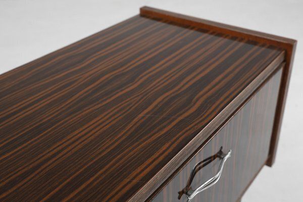 Vintage Nightstand In Wood With Chrome Details, Belgium, 1960s photo vinterior