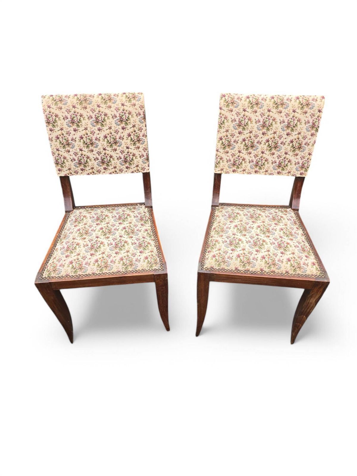 Pair Of Empire Style Chairs With Floral Fabric photo for sale