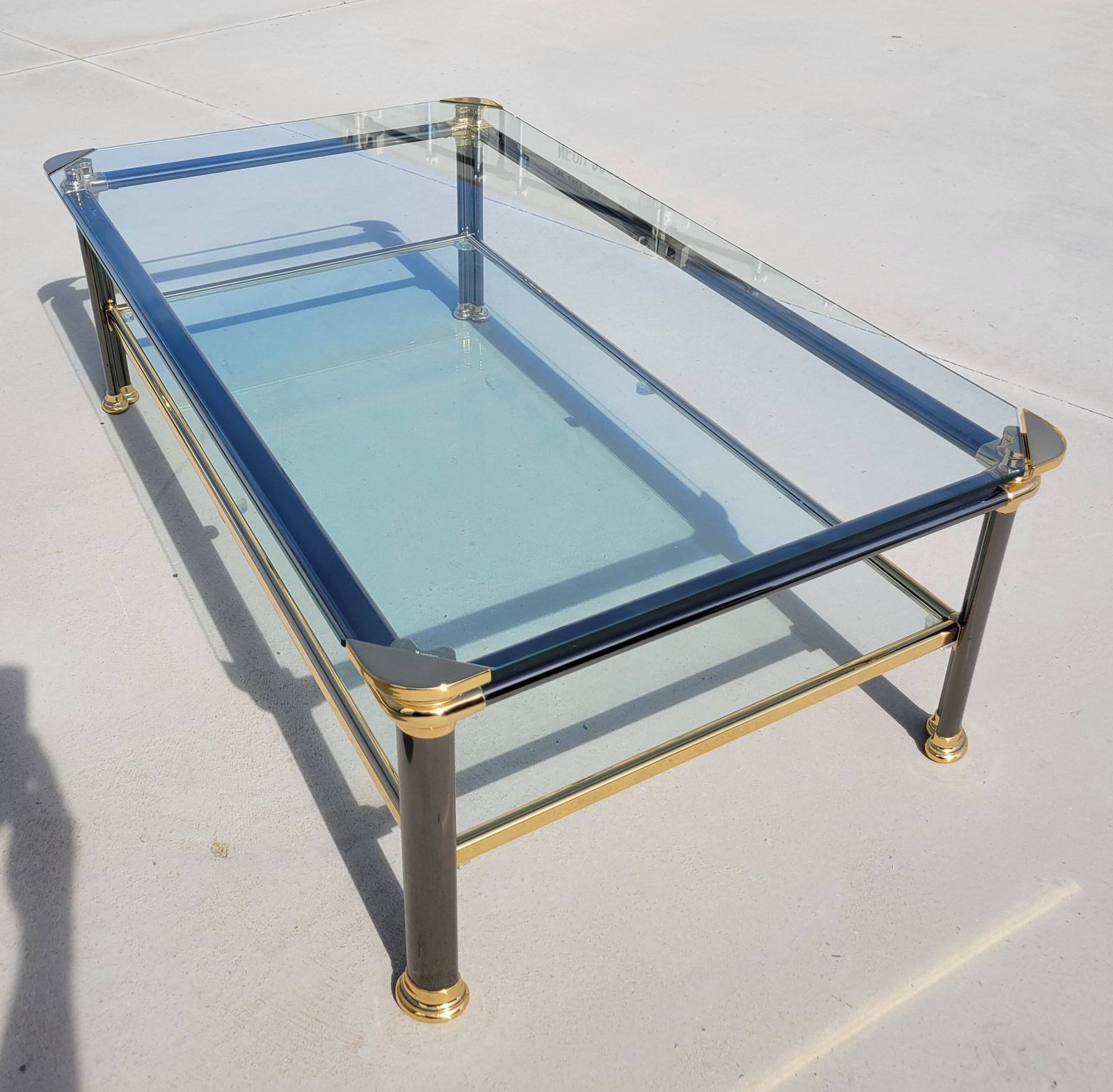 Vintage Glass And Brass Coffee Table From The 70s   80s Italian Design photo vinterior