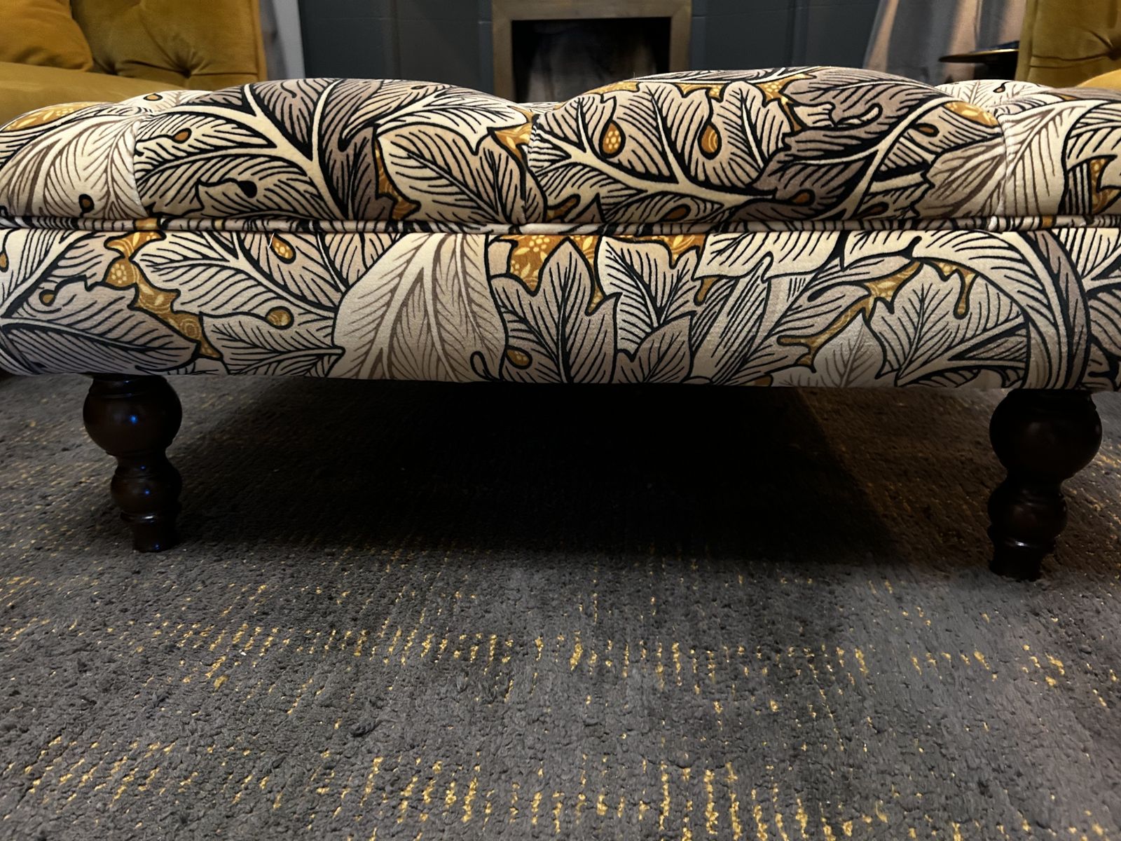Beautiful Large Footstool In William Morris Acanthus Velvet photo for sale