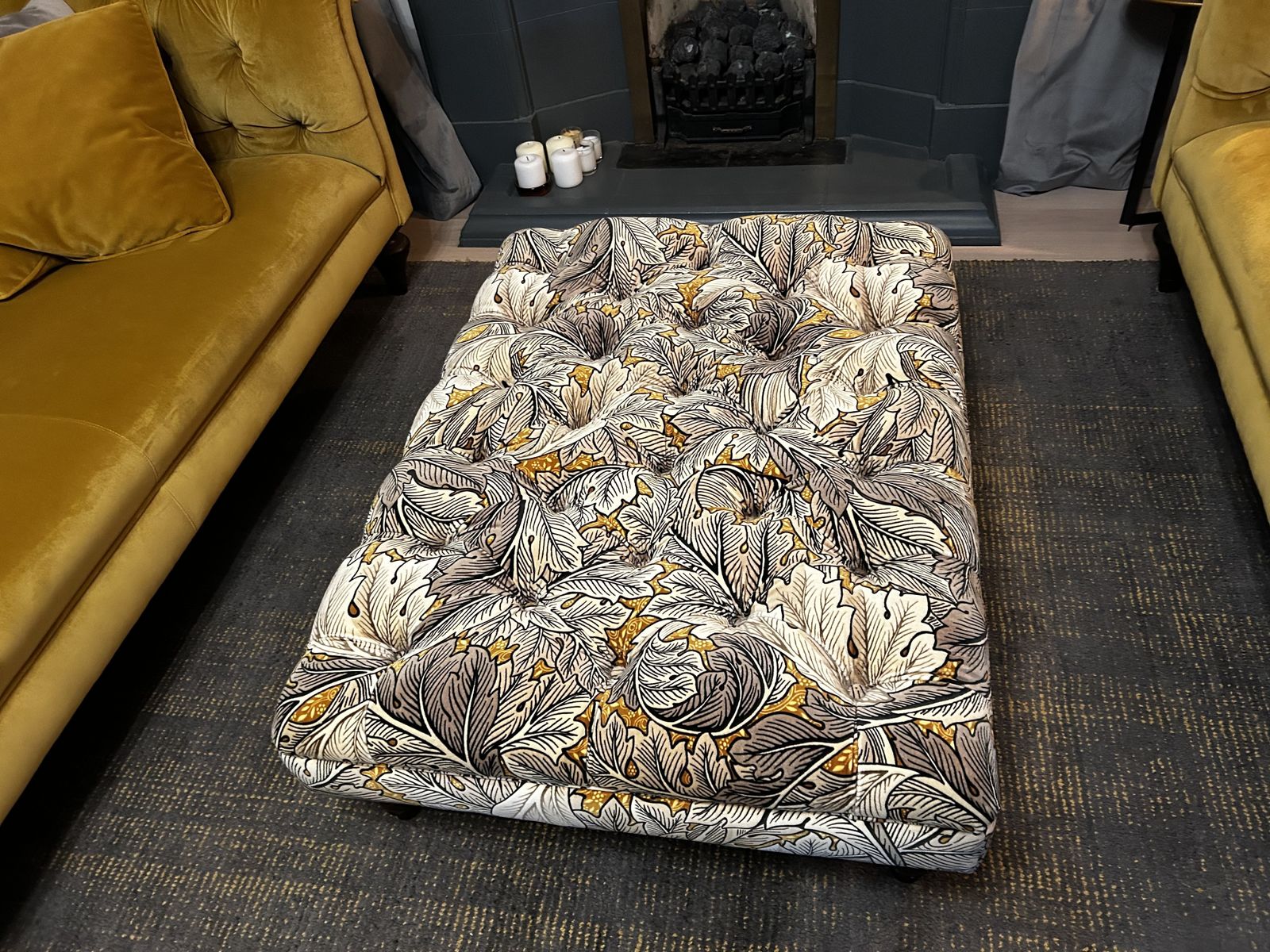Beautiful Large Footstool In William Morris Acanthus Velvet