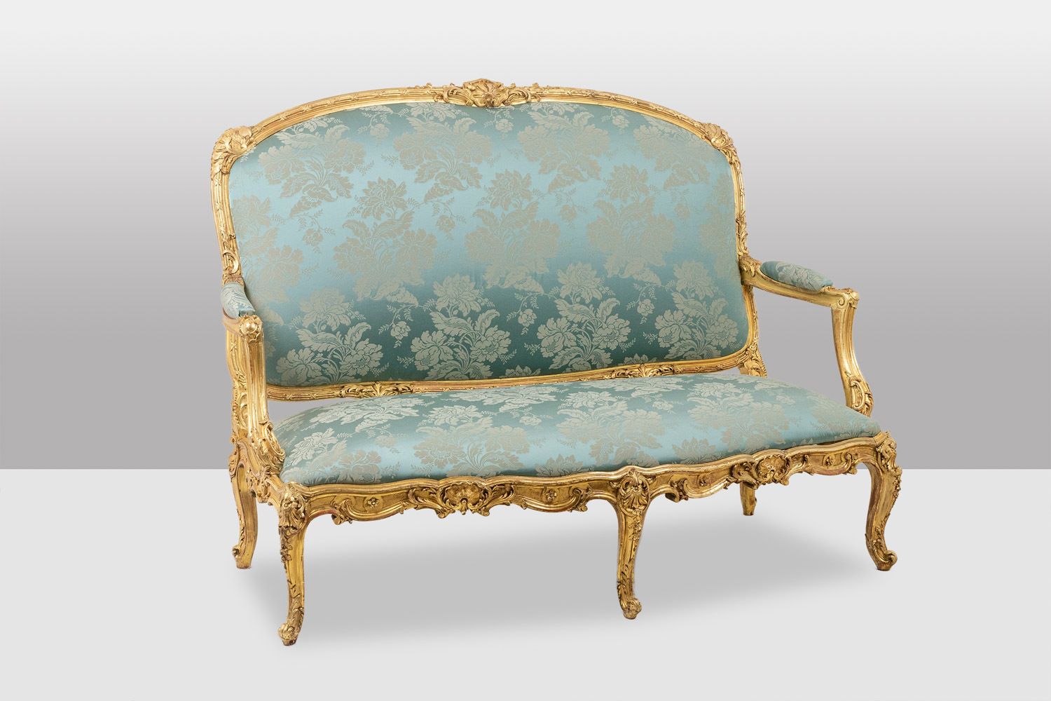 Louis XV Style Living Room With Gilded Wood Frame. Circa 1880. photo for sale