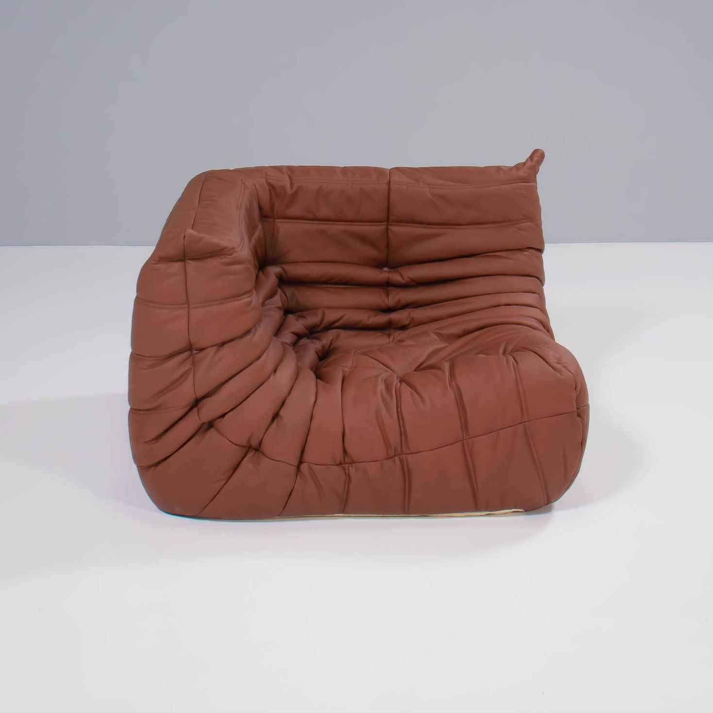 9300.0 Ligne Roset By Michel Ducaroy Togo Brown Leather Modular Sofa, Set Of Three photo