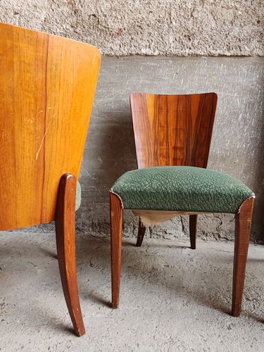 photo furniture Dining Chairs Vintage X 4 Jindtich Halabala, Beech, Walnut Czech 1940s  Art Deco