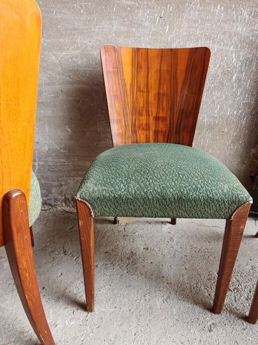photo for sale Dining Chairs Vintage X 4 Jindtich Halabala, Beech, Walnut Czech 1940s  Art Deco