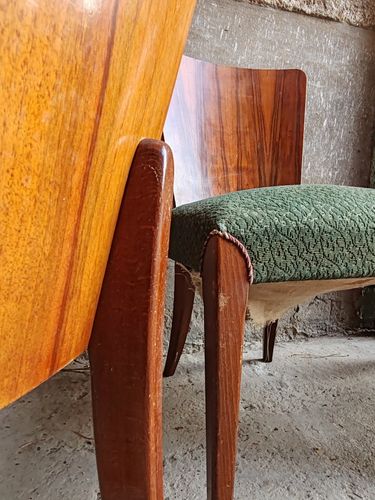 photo vinterior Dining Chairs Vintage X 4 Jindtich Halabala, Beech, Walnut Czech 1940s  Art Deco