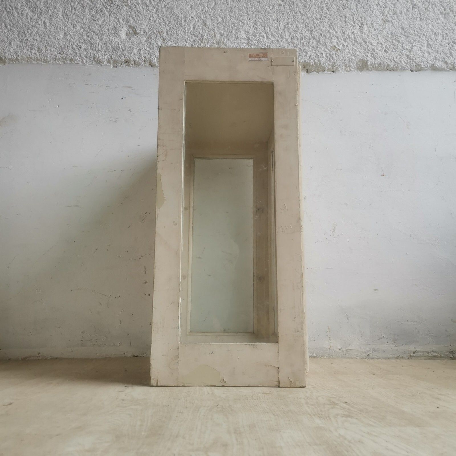 White Antique Chippy Wooden Glass Display Med Cabinet Rustic Scratch Built C1920 photo Furniture