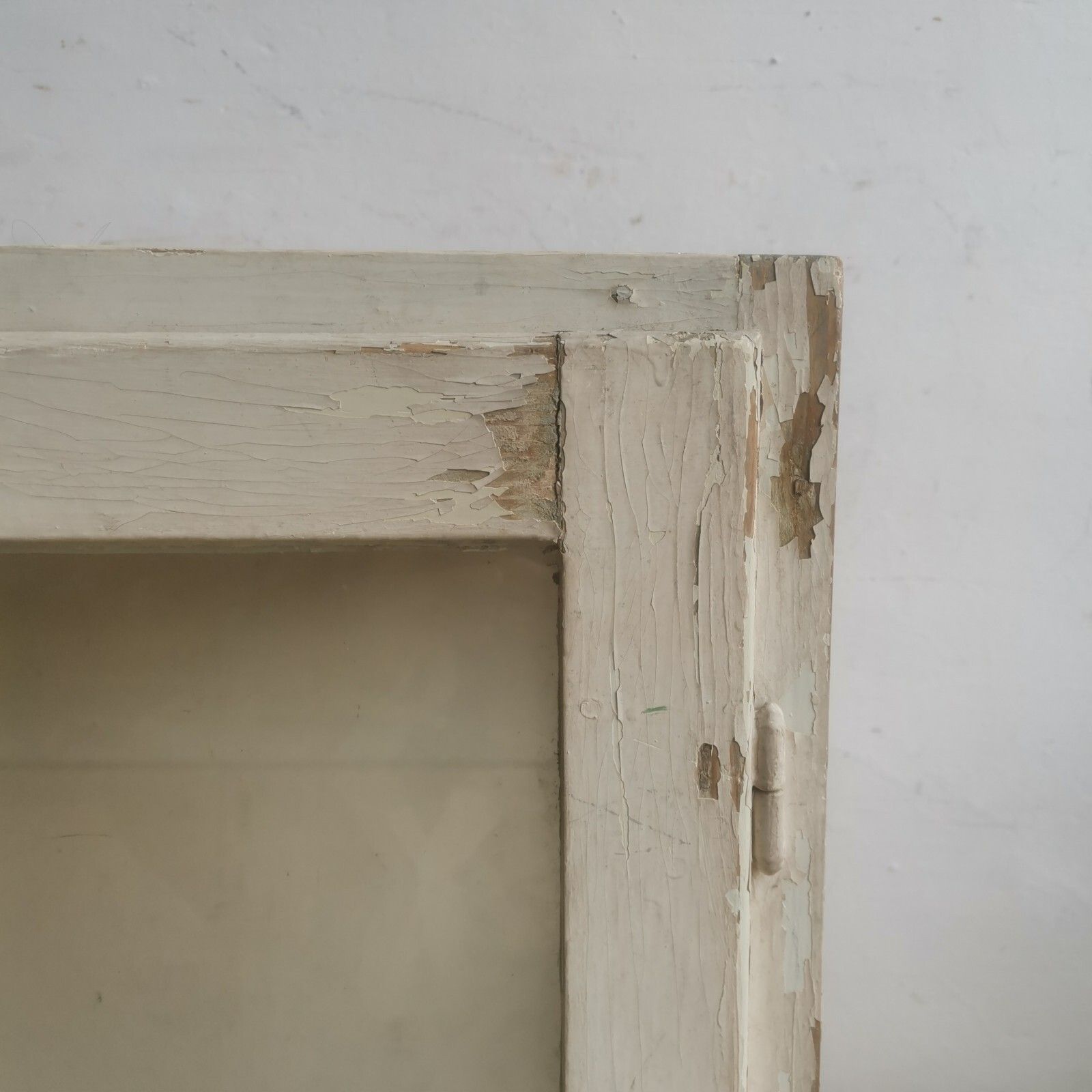 White Antique Chippy Wooden Glass Display Med Cabinet Rustic Scratch Built C1920 photo buy