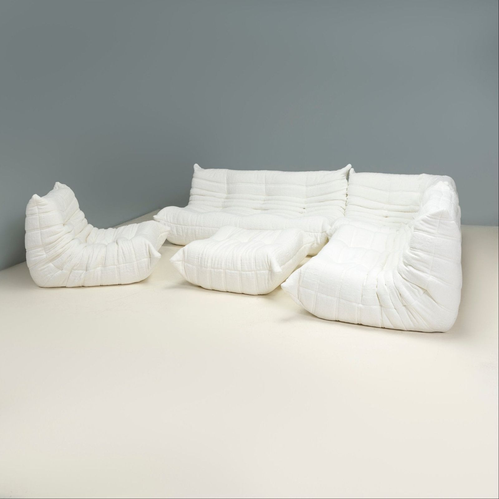 Ligne Roset By Michel Ducaroy Togo White Bouclé Modular Sofa, Set Of Five photo furniture