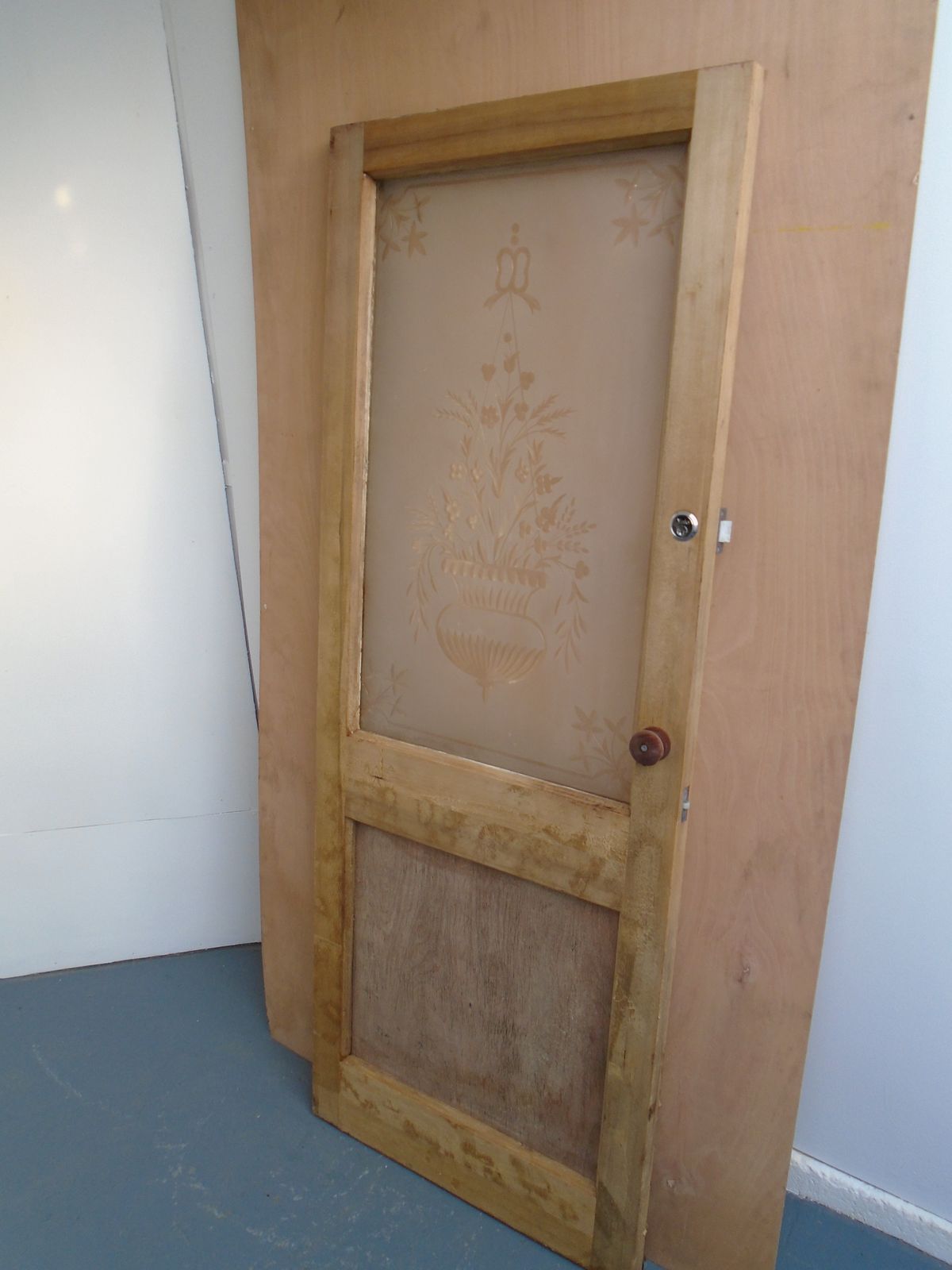 An Original Victorian Pine Etched Bathroom / Ensuite / Utility Door To Wax/Paint