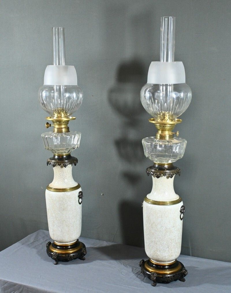 Ceramic Oil Lamps, Numberger Lemonon House – Mid 19th Century photo for sale