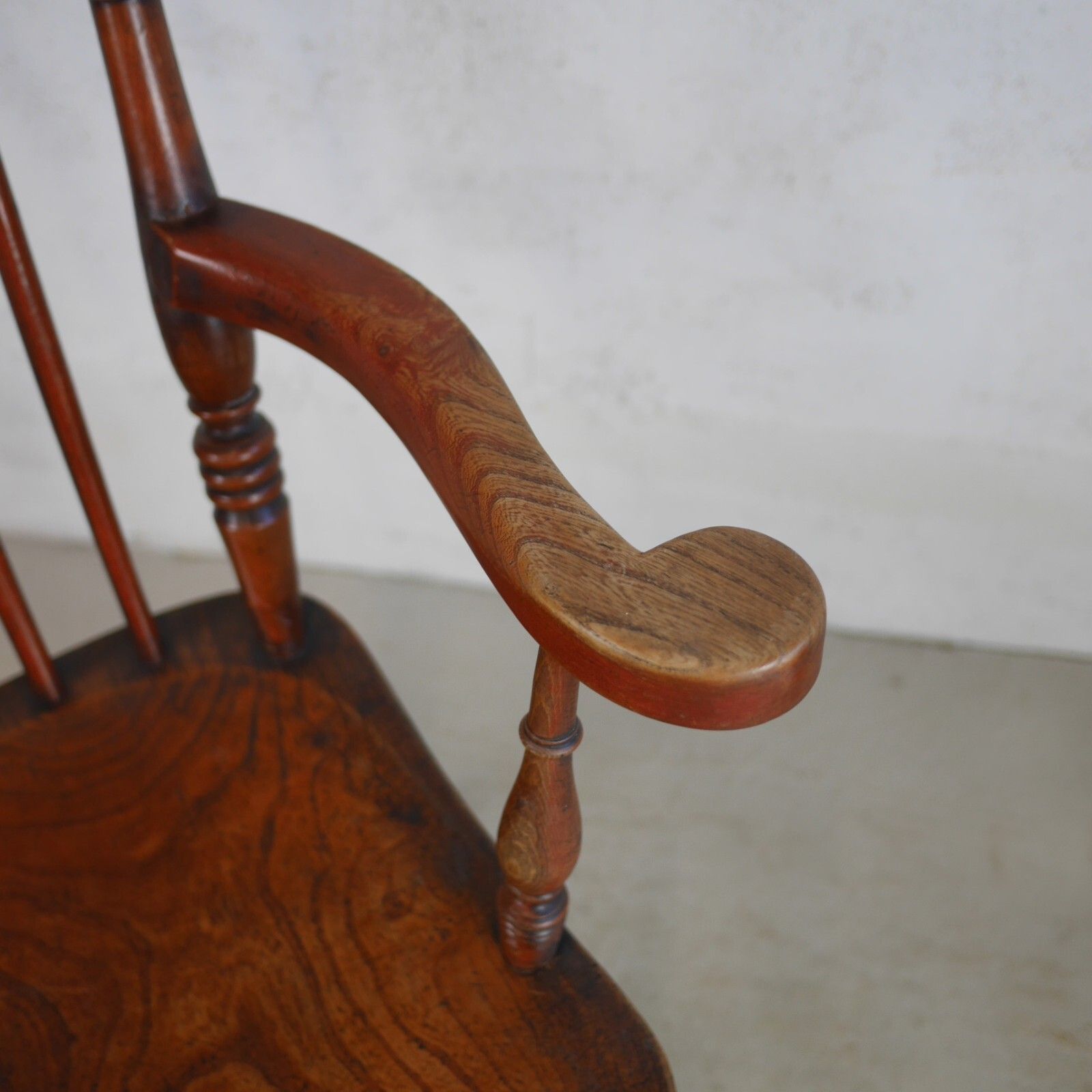 Antique Elm & Beech Windsor Armchair Grandfather Chair Country House #102811 photo 245.0