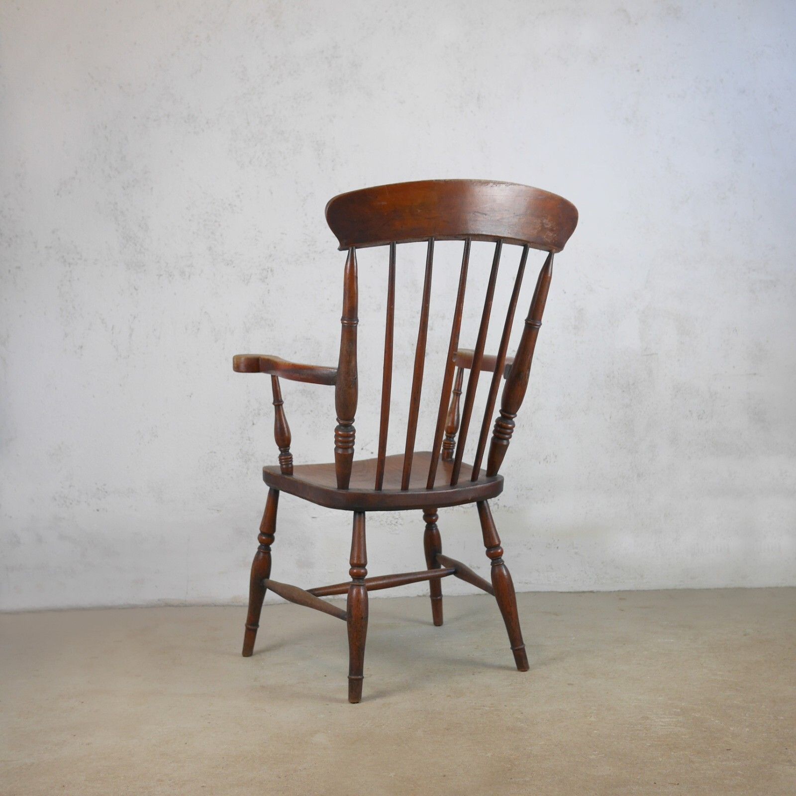 245.0 Antique Elm & Beech Windsor Armchair Grandfather Chair Country House #102811 photo