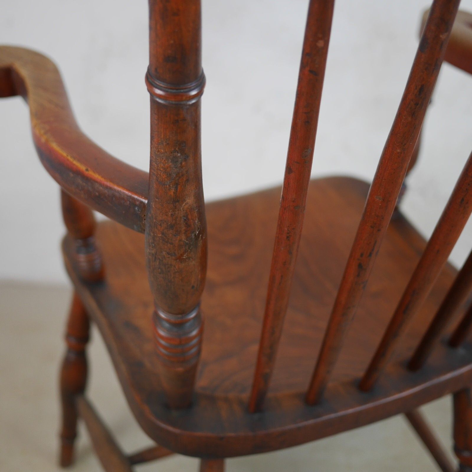 photo vinterior Antique Elm & Beech Windsor Armchair Grandfather Chair Country House #102811