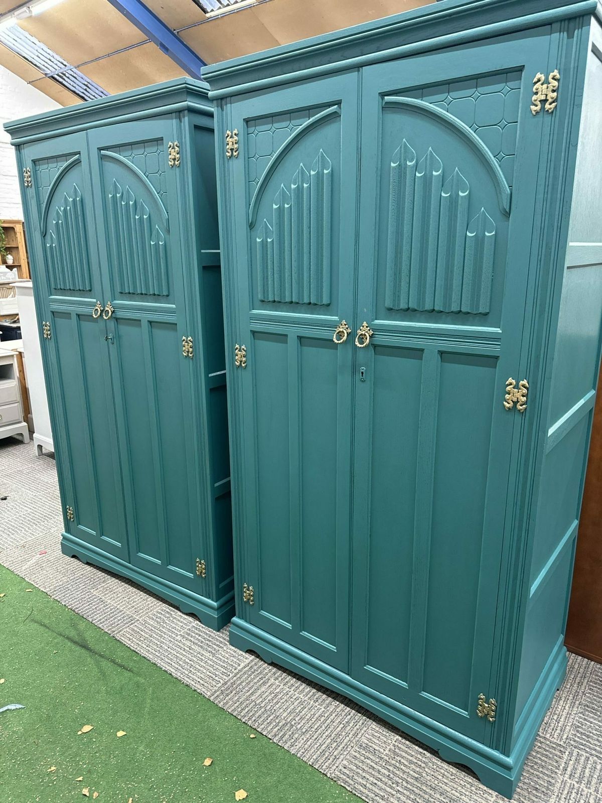 Pair Of Old Charm Painted Wardrobes