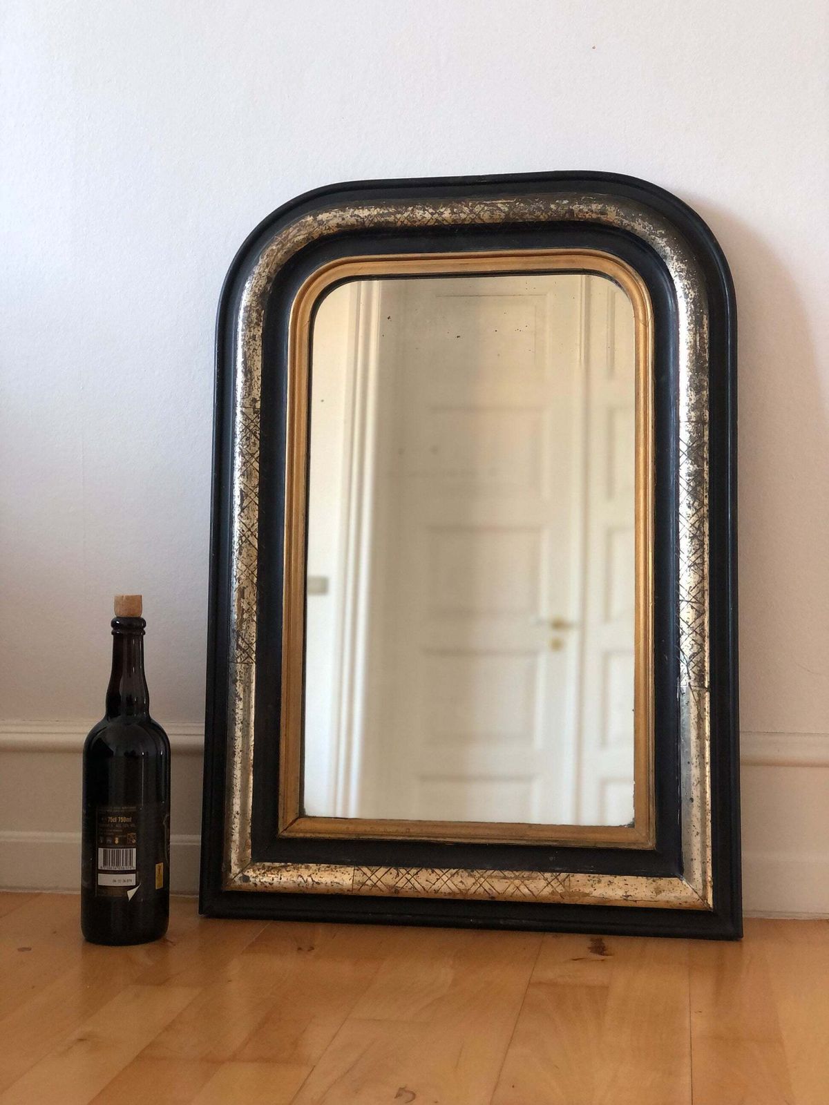 Antique French Louis Philippe Silvered Giltwood Mirror – Late 19th Century photo 550.0