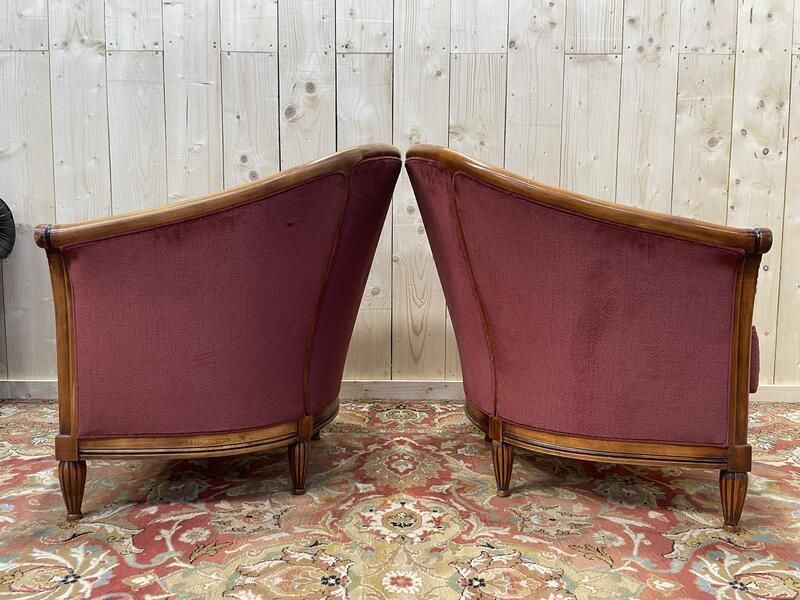Paire De Fauteuils Tonneau De Style Art Déco photo for sale