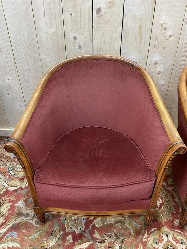 Paire De Fauteuils Tonneau De Style Art Déco photo buy