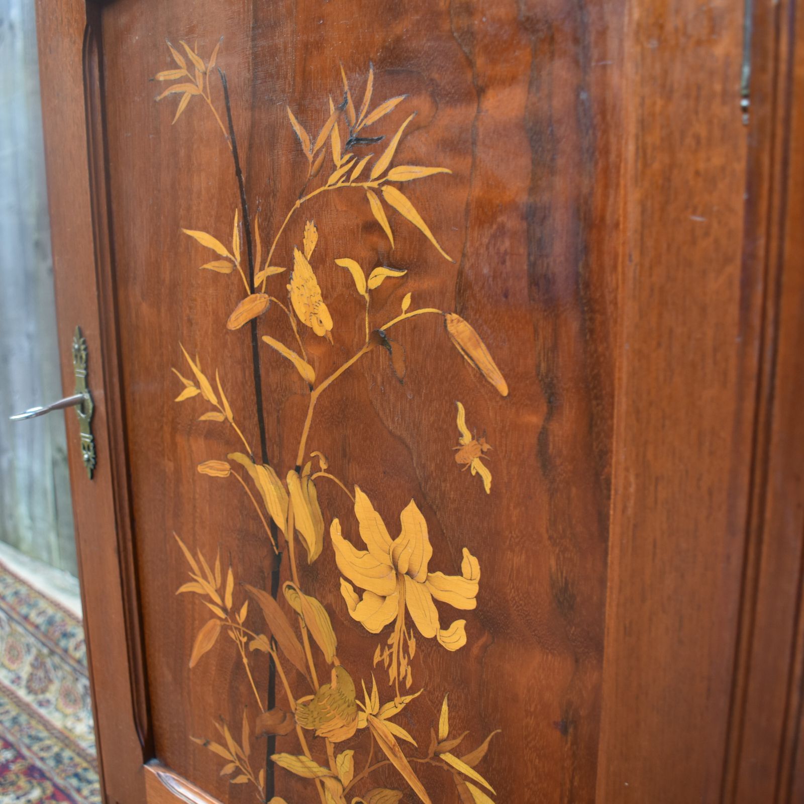 Antique 1930s Rare Oscar Nilsson Snickara Stockholm Bird Inlaid Rosewood Cabinet photo for sale
