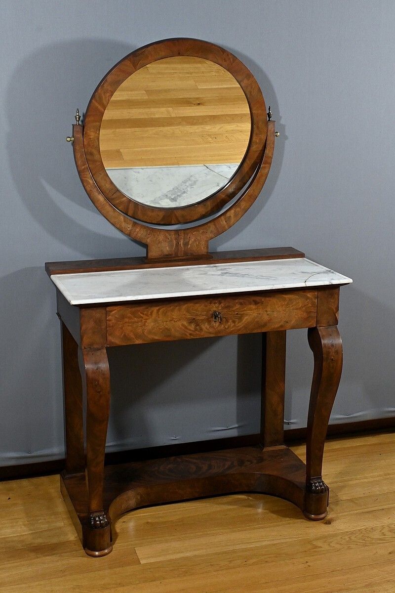 Mahogany Burl Dressing Table, Restoration Period – Early 19th Century