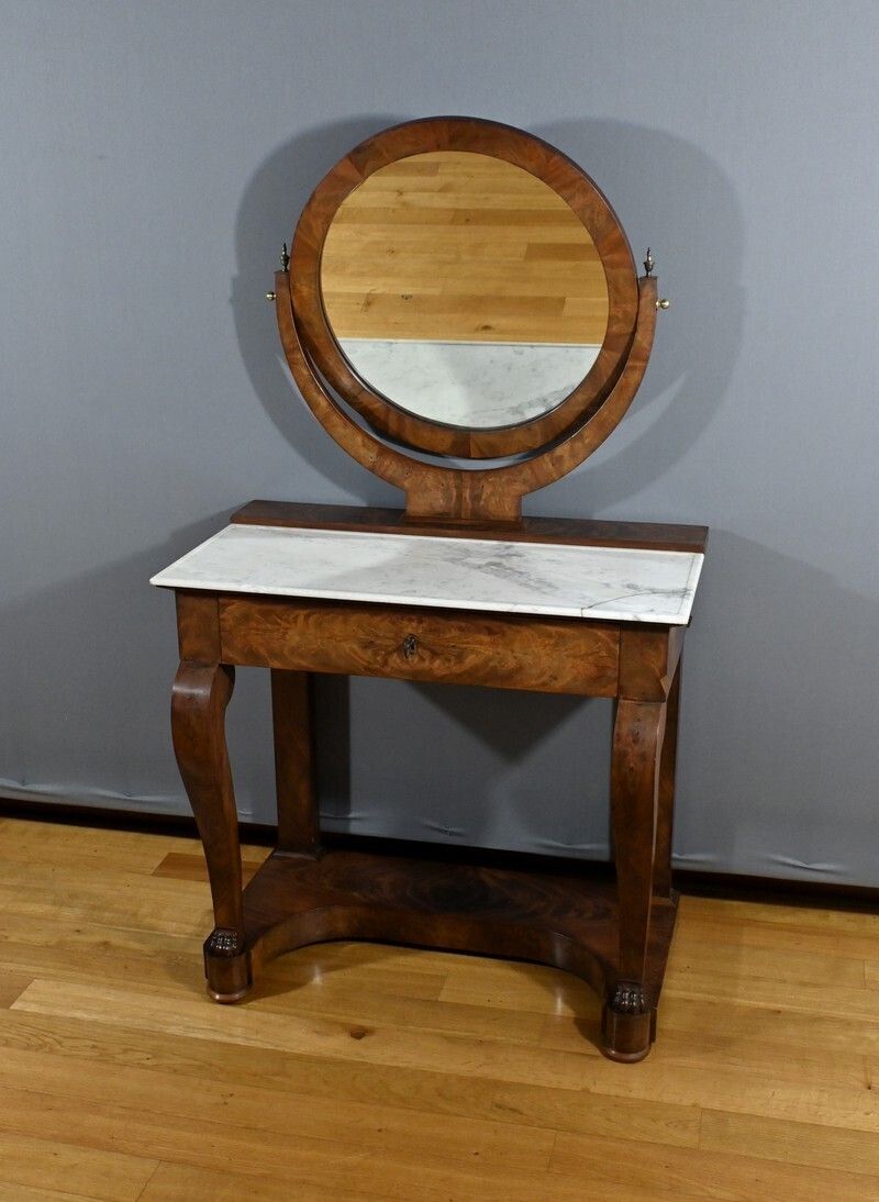 Mahogany Burl Dressing Table, Restoration Period – Early 19th Century photo for sale