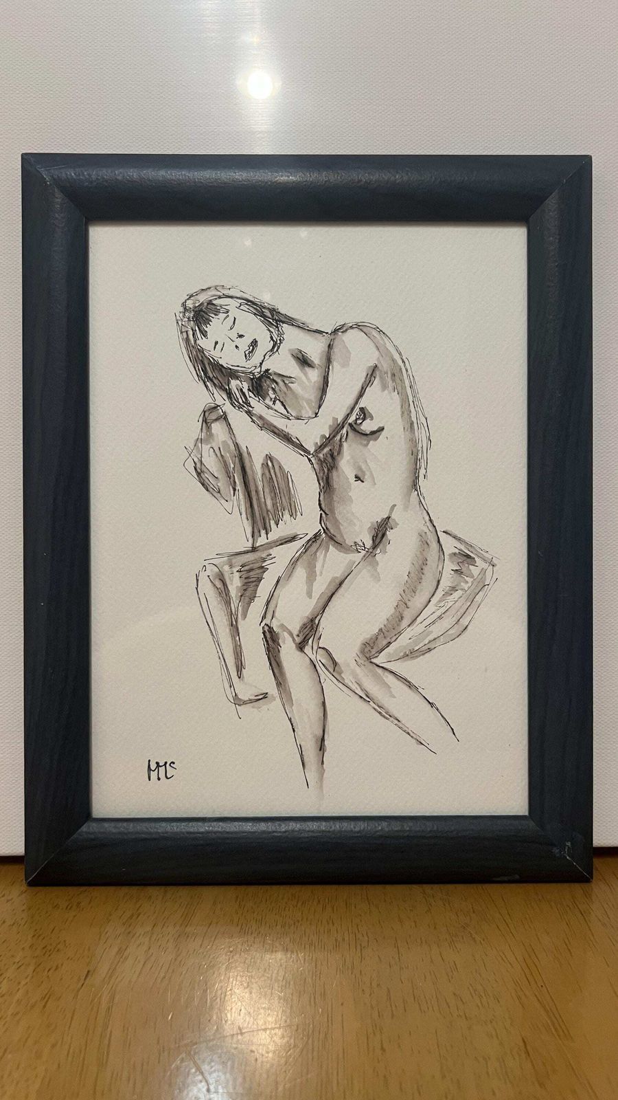Original Contemporary Nude Study By Margaret Mcandrew – Pen And Watercolour photo vintage