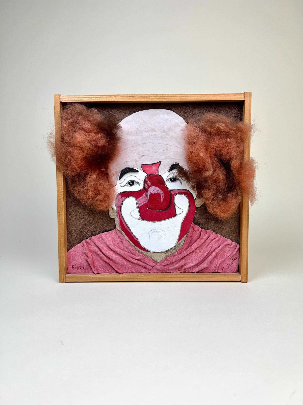 Original Clown Portrait Framed Picture, Circus Folk Art. photo for sale