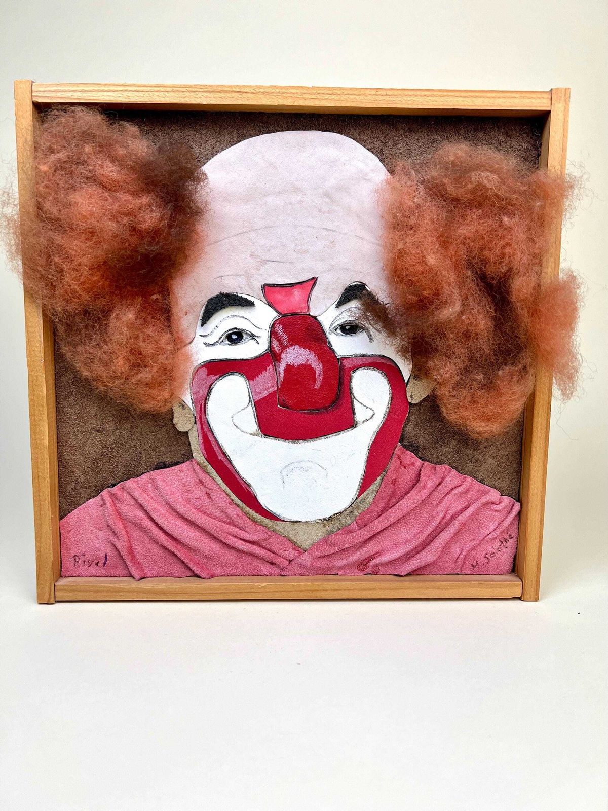 Original Clown Portrait Framed Picture, Circus Folk Art. photo Art