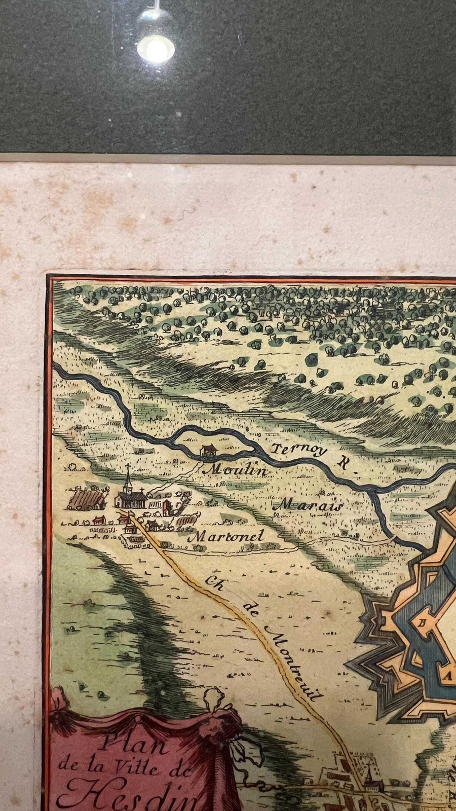 1800s Restrike Of 17th Century Map Of Hesdin, France By Beaulieu After Mortier photo vinterior