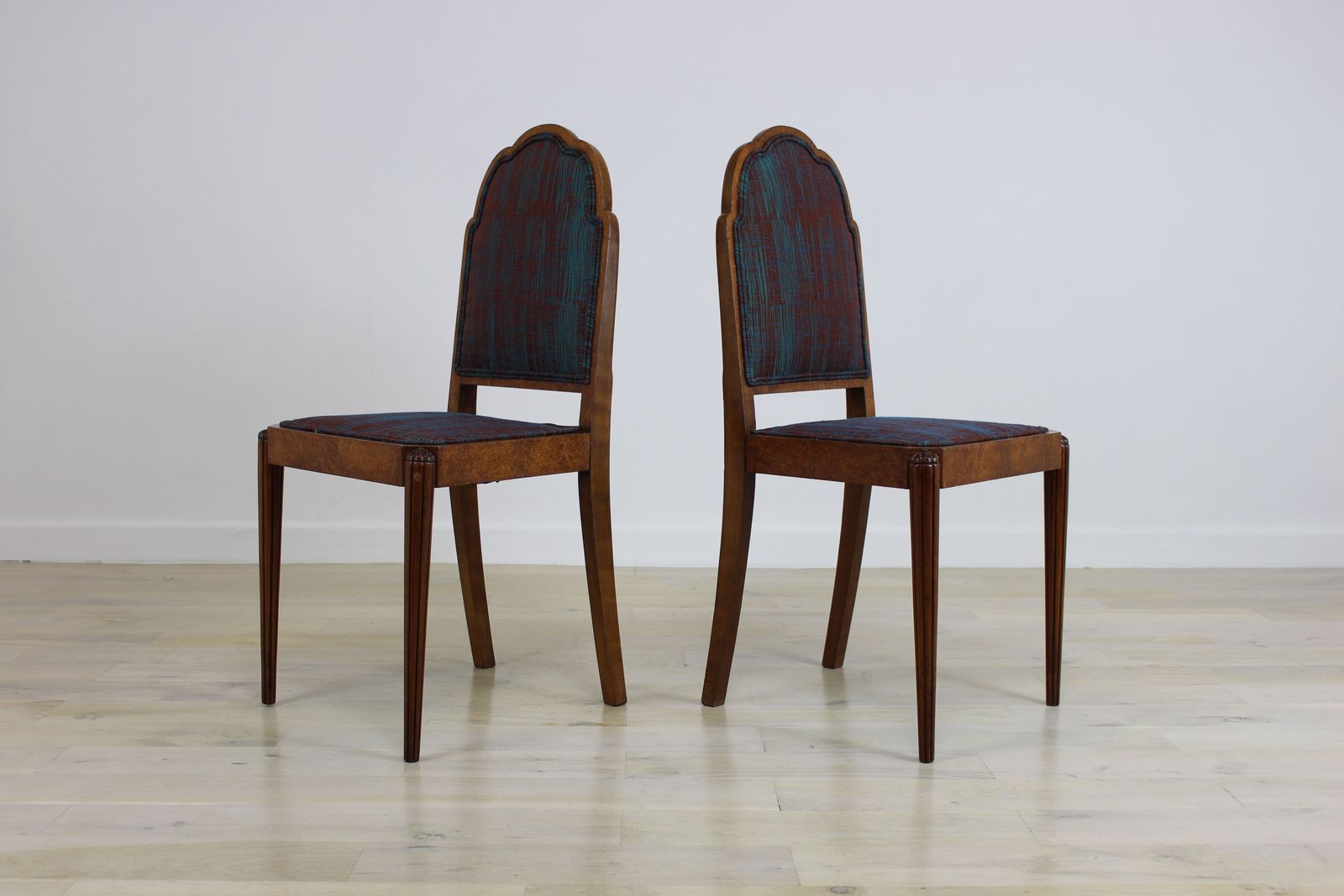 Fine Quality Pair Of Art Deco Walnut Bedroom Chairs