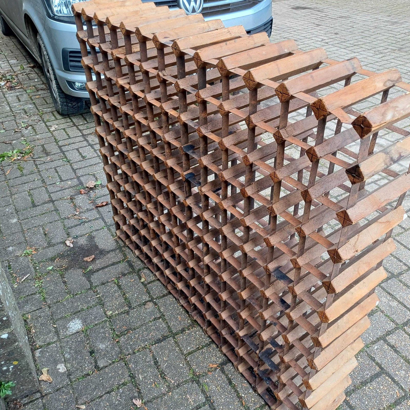 Vast Outstanding Wood And Metal Vintage Wine Rack – Enormous Proportions 110 X 130 Cm photo vinterior