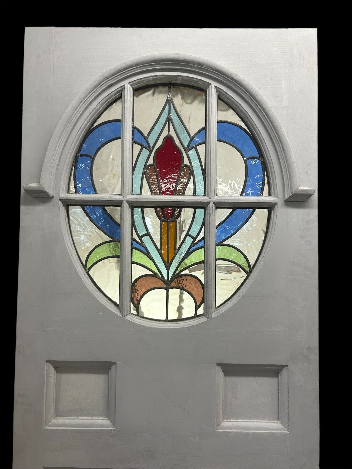 Art Deco Front Door Period Stained Glass Old Reclaimed Antique Lead Wood 20s 30s photo Home Fixtures