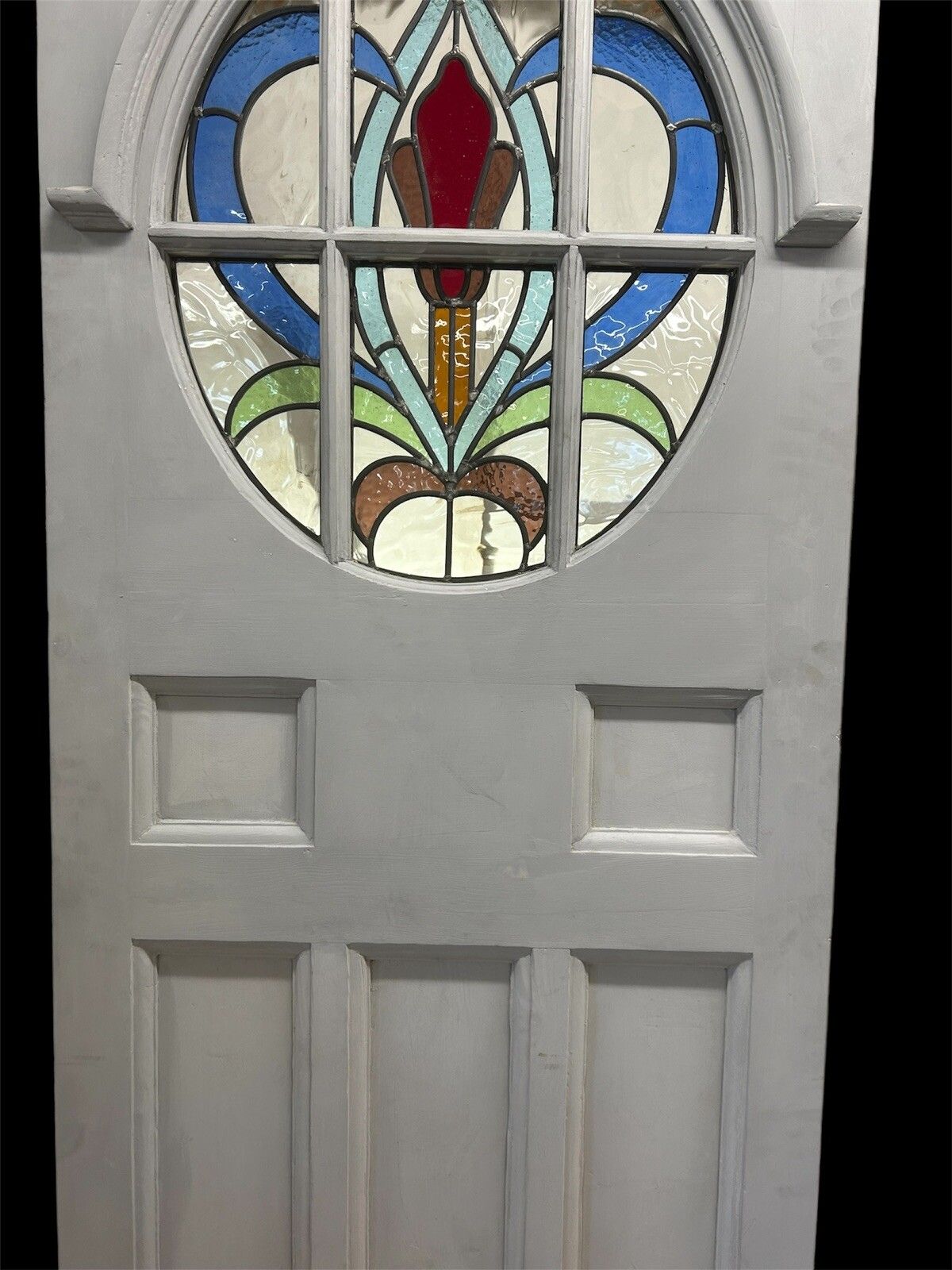 Art Deco Front Door Period Stained Glass Old Reclaimed Antique Lead Wood 20s 30s photo 2301.0