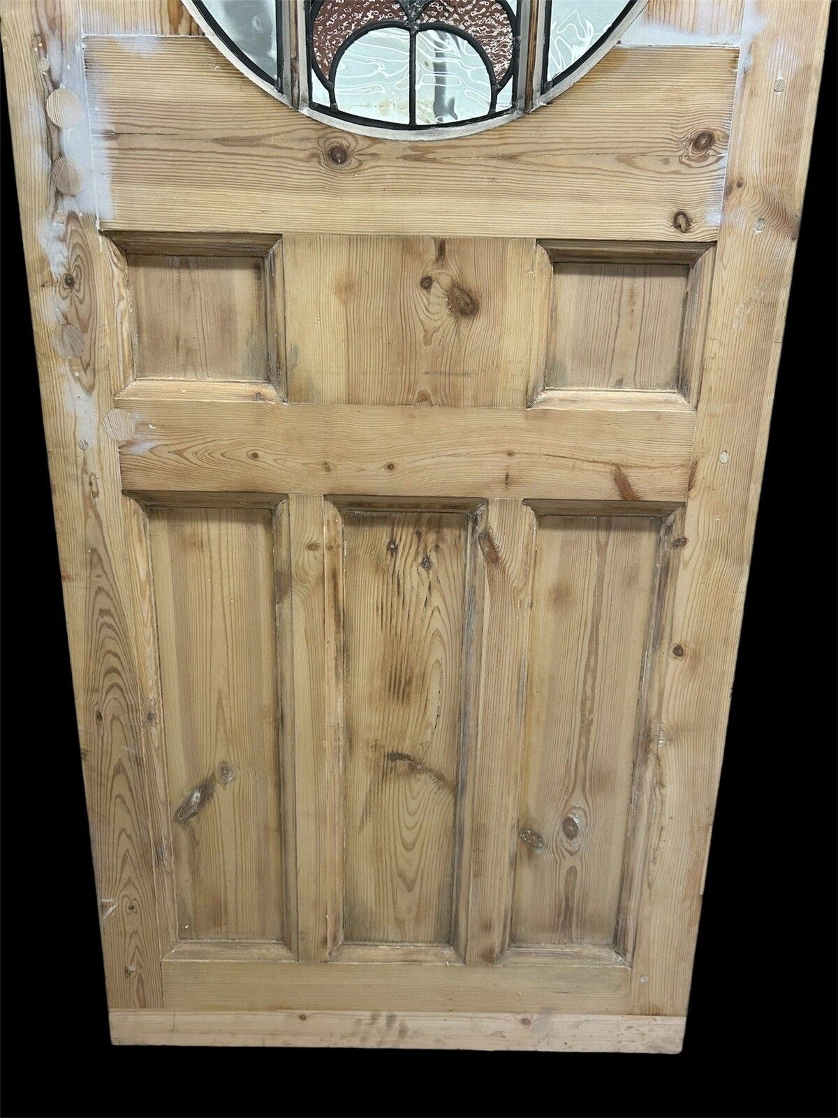 Home Fixtures Art Deco Front Door Period Stained Glass Old Reclaimed Antique Lead Wood 20s 30s photo