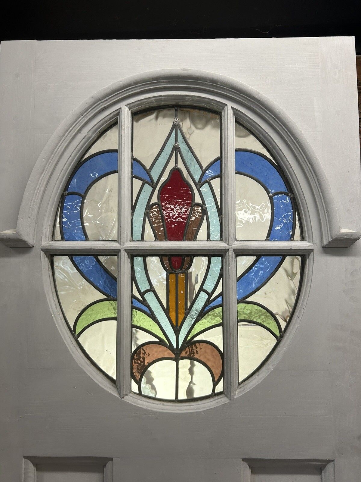 photo vinterior Art Deco Front Door Period Stained Glass Old Reclaimed Antique Lead Wood 20s 30s