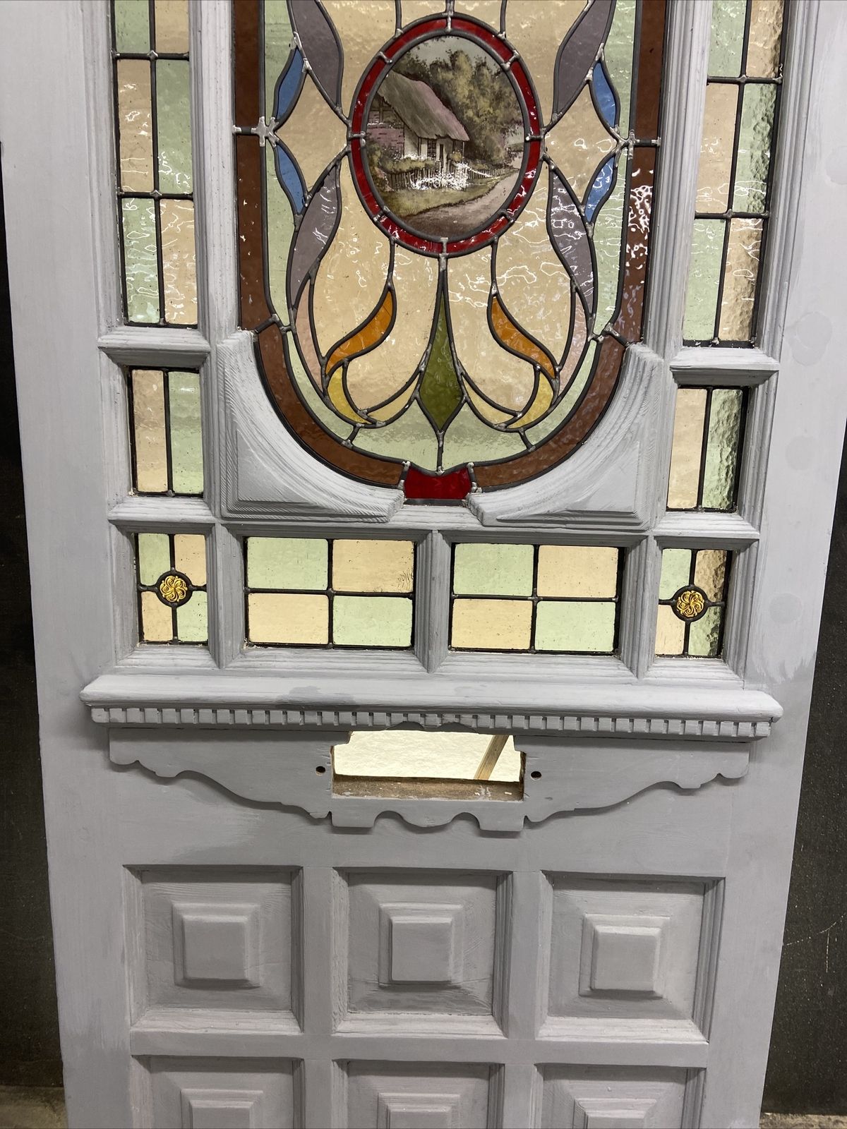 Edwardian Front Door Period Stained Glass Old Reclaimed Antique Lead Wood Refurb photo 3481.0