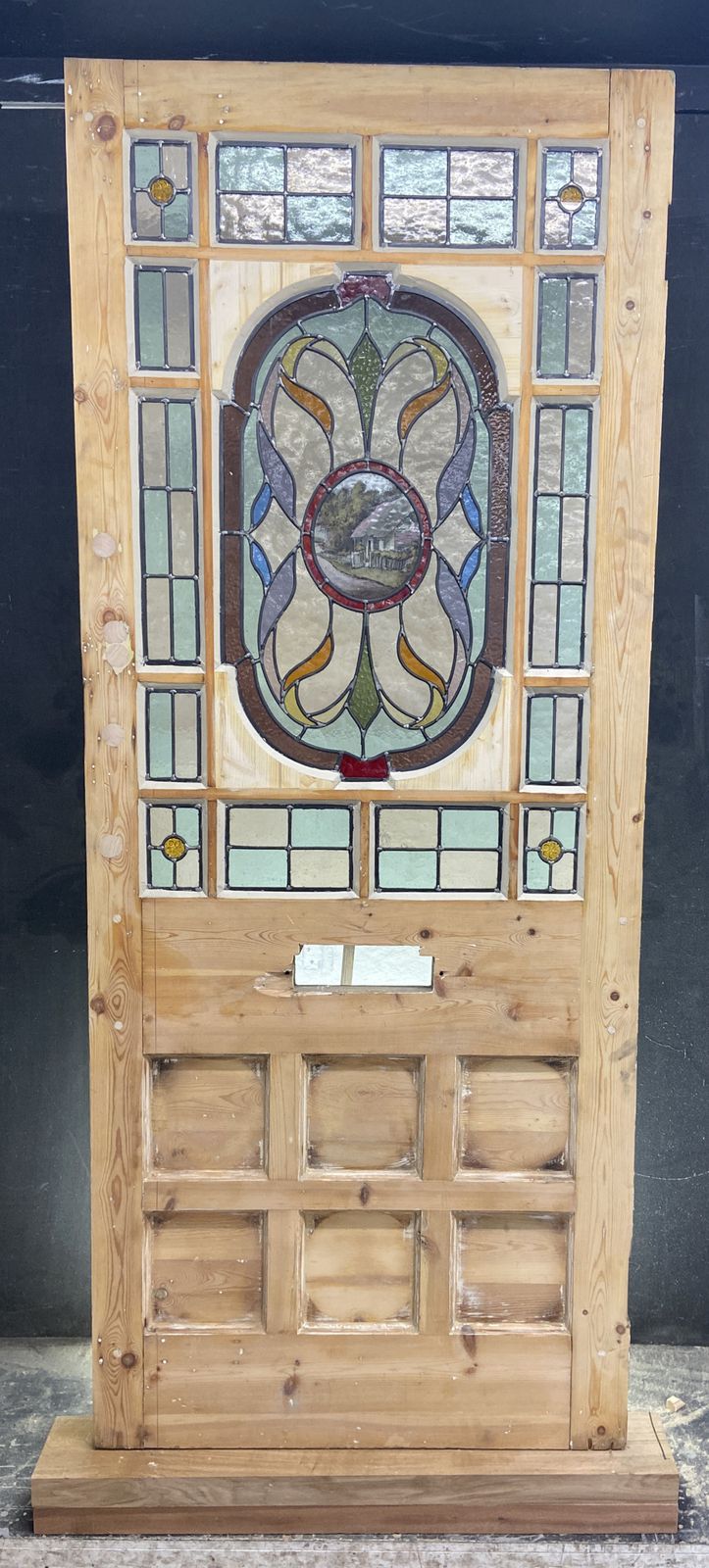 photo furniture Edwardian Front Door Period Stained Glass Old Reclaimed Antique Lead Wood Refurb