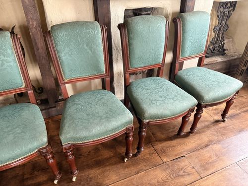 Set Of 6 Rare Original English Antique Mahogany Diner Dining Chairs Circa 1870 photo for sale